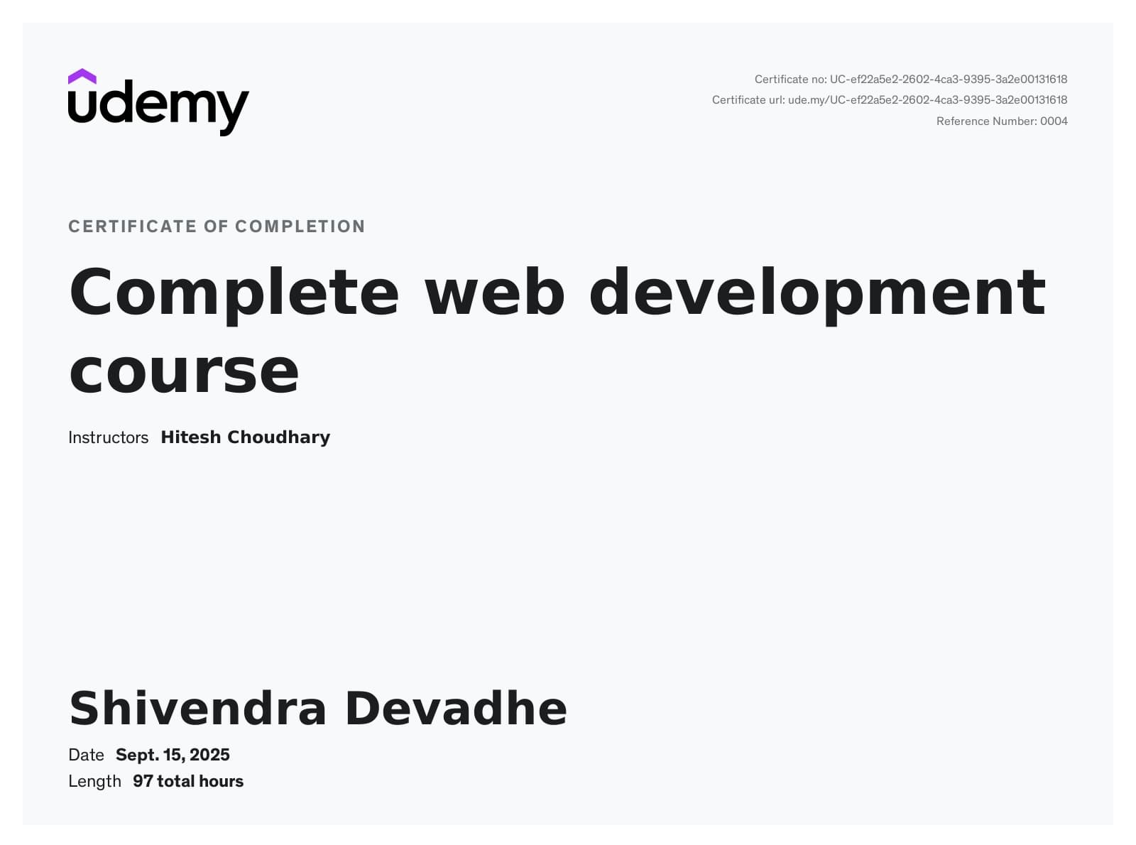 Complete web development course